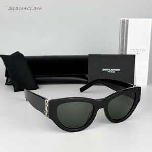 BRAND NEW Saint Laurent SLM94 001 Black Grey Cat Eye Women Sunglasses